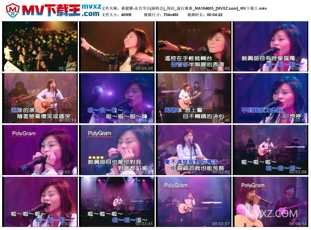 蔡健雅-余兴节目(演唱会)_国语_流行歌曲_MA104603